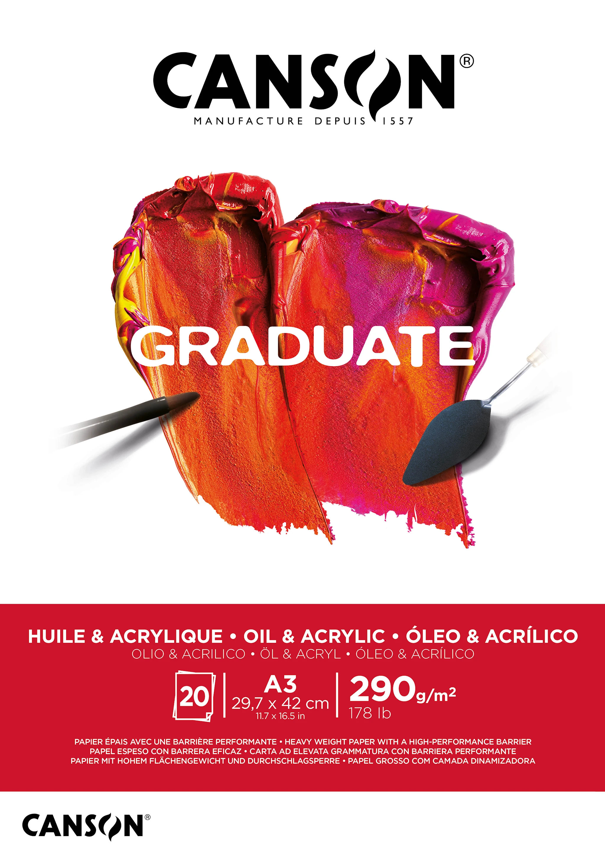 Produktbilde for Blokk Olje/Akryl 20 ark A3 290 g Graduate Canson