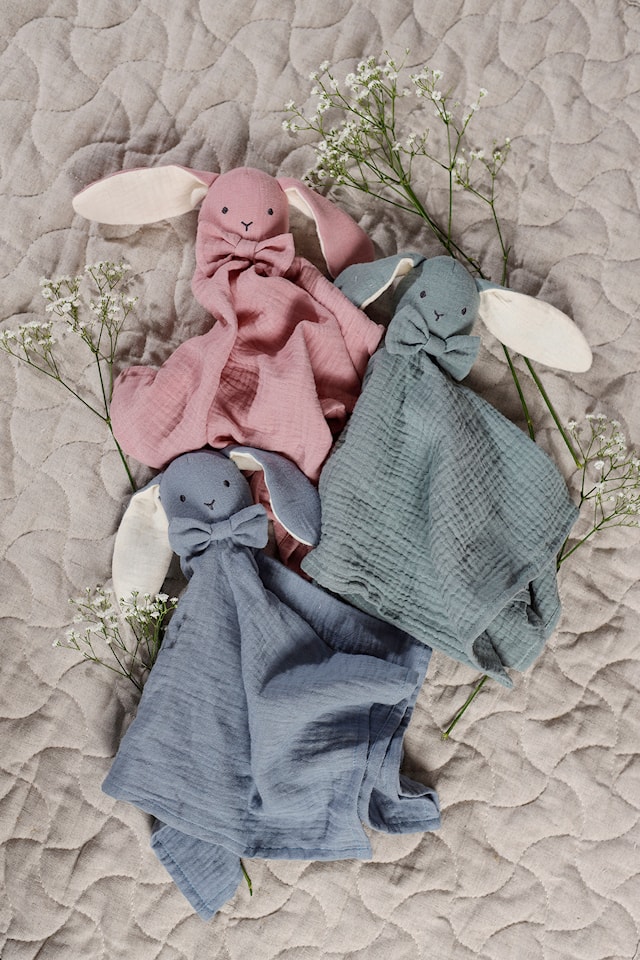 Produktbild 2 för Diinglisar Snuttefilt Kanin Muslin blå Teddykompaniet