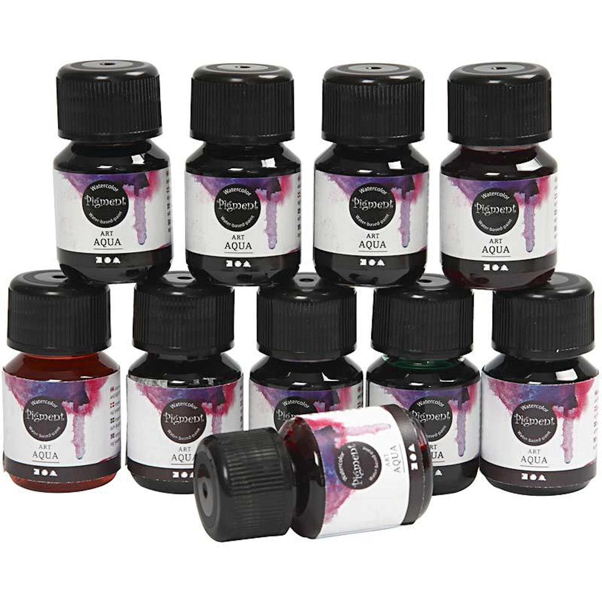 Tuotekuva ille Nestemäinen Vesiväri, värilajitelma, 10x30 ml/ 1 pkt