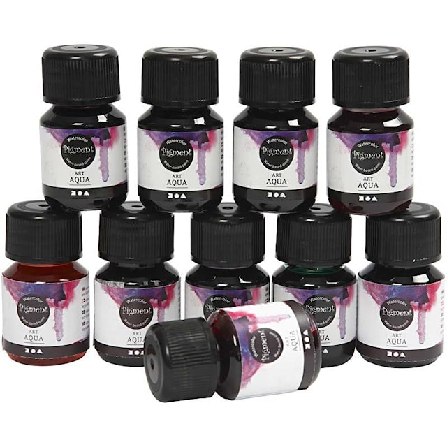 Nestemäinen Vesiväri, värilajitelma, 10x30 ml/ 1 pkt