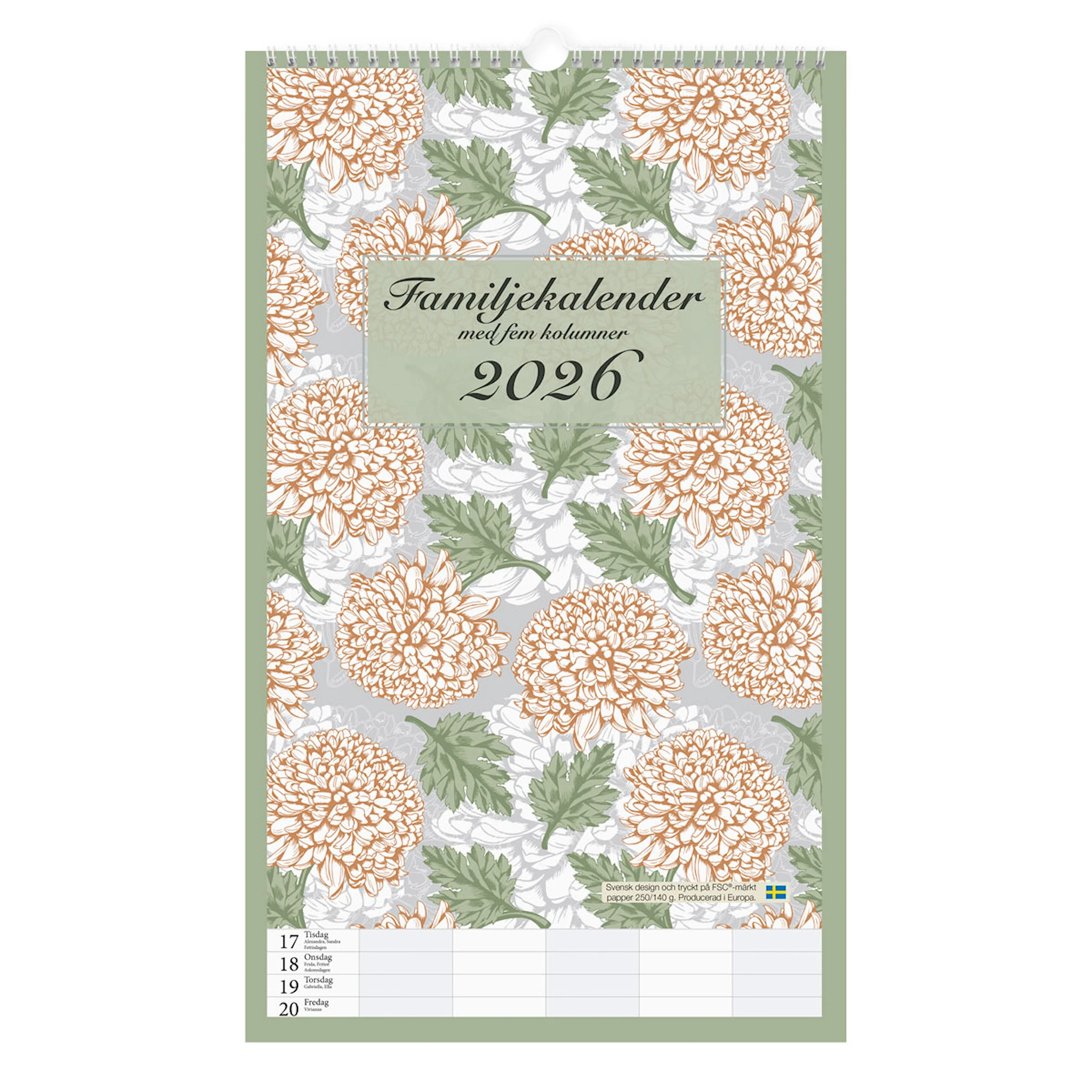 Produktbild för Familjekalender Vägg 2026 Graphic Romance Paperstyle