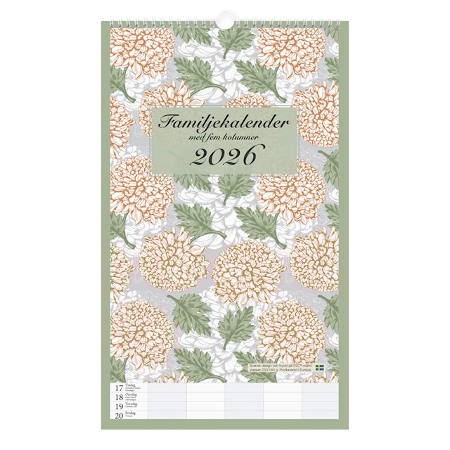Produktbild 1 för Familjekalender Vägg 2026 Graphic Romance Paperstyle
