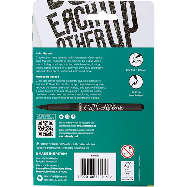 Produktbilde 3 for Kalligrafi Tusj, strek 1,4+2,5+3,6+4,8 mm, svart, 4 stk./ 1 pk.