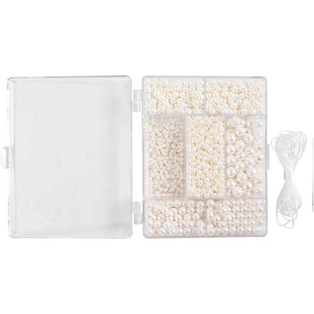 Produktbilde 1 for DIY Mix Smykker, Halskjede og armbånd, ca. 1200 stk., hvit perlemor, 1 pk.