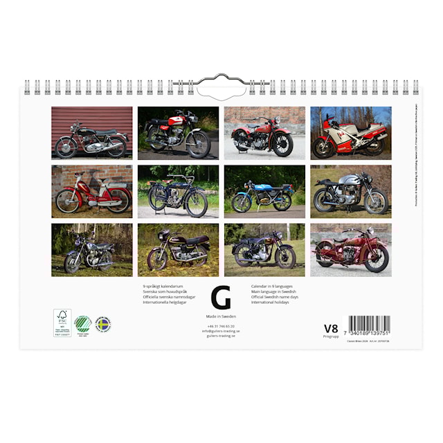 Produktbild 2 för Väggkalender Classic Bikes 2026