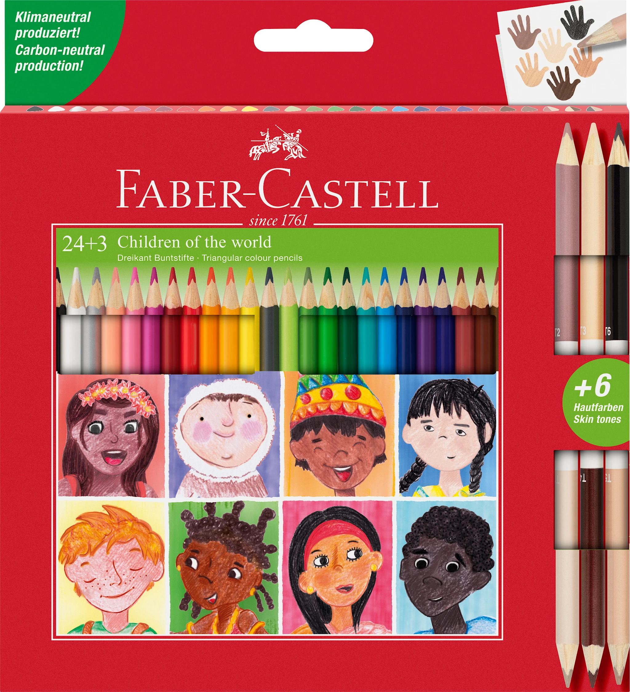 Tuotekuva ille Kolmikulmaiset värikynät 24 väriä + 6 Skintones Faber-Castell