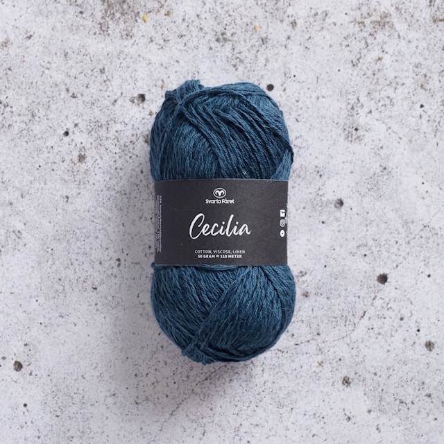 Cecilia Garn Lin- og bomullsmix 50 g marineblå 68 Svarta Fåret