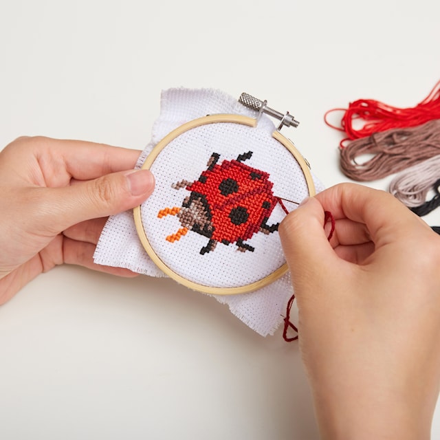 Produktbild 2 för Broderikit Mini Korsstygn Nyckelpiga Kikkerland