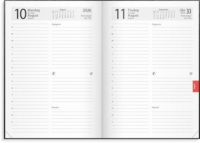 Produktbilde 2 for Dagbok Time A5 2026 sort GRIEG 143x205 mm