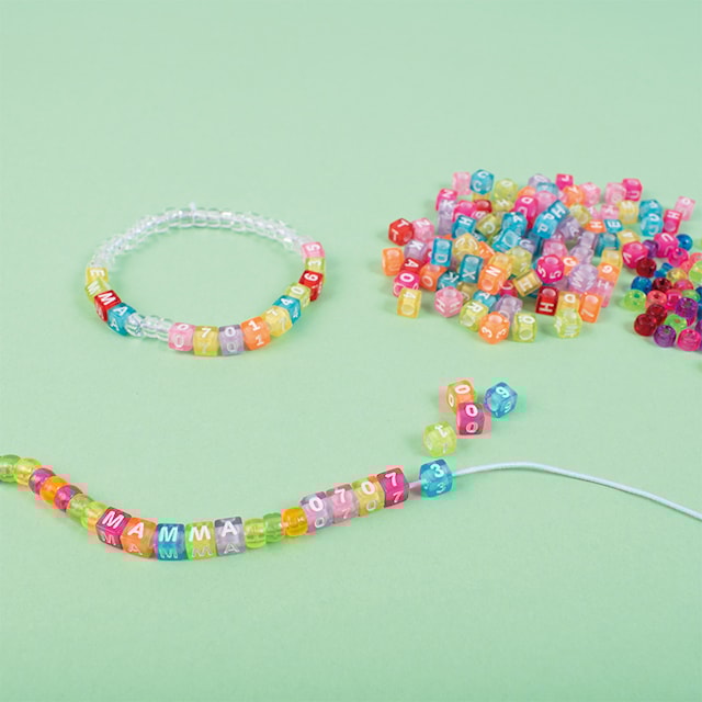 Produktbilde 2 for Bokstav- og tallperler 6 x 6 mm 1000 stk. Transparente Playbox