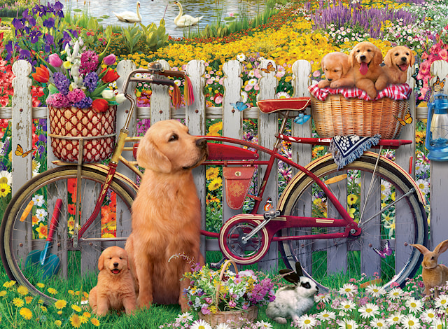 Produktbild 3 för Pussel Cute Dogs In The Garden 500 bitar, Ravensburger