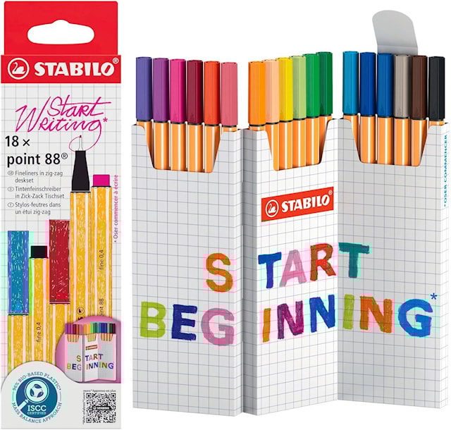 Produktbilde 1 for Point 88 Zig Zag Skrivebordsett 18-pakning STABILO