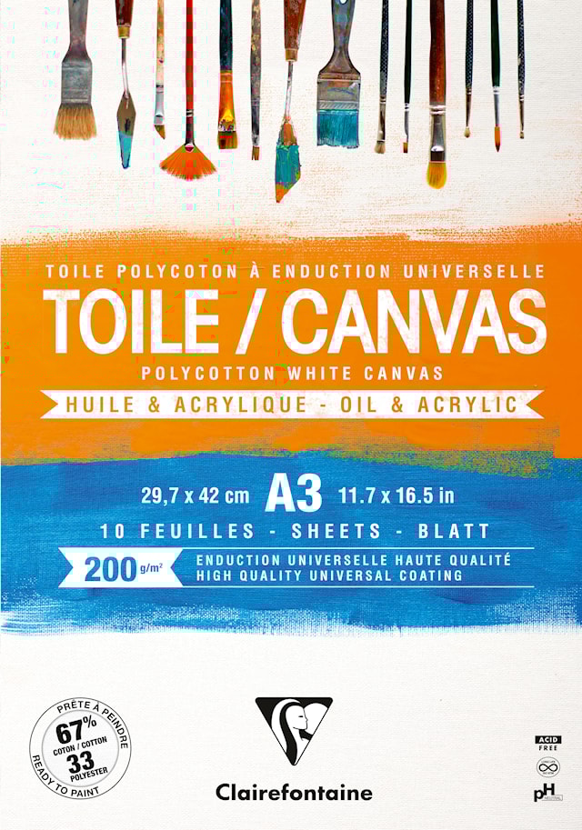 Canvasblokk A3 200 g Polycotton Clairefontaine