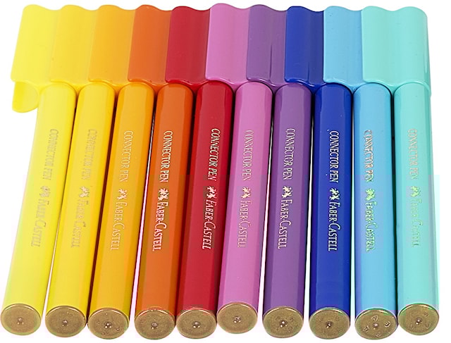 Produktbild 3 för Tuschpennor Connector Dinosaurie i metallställ 20-pack Faber-Castell