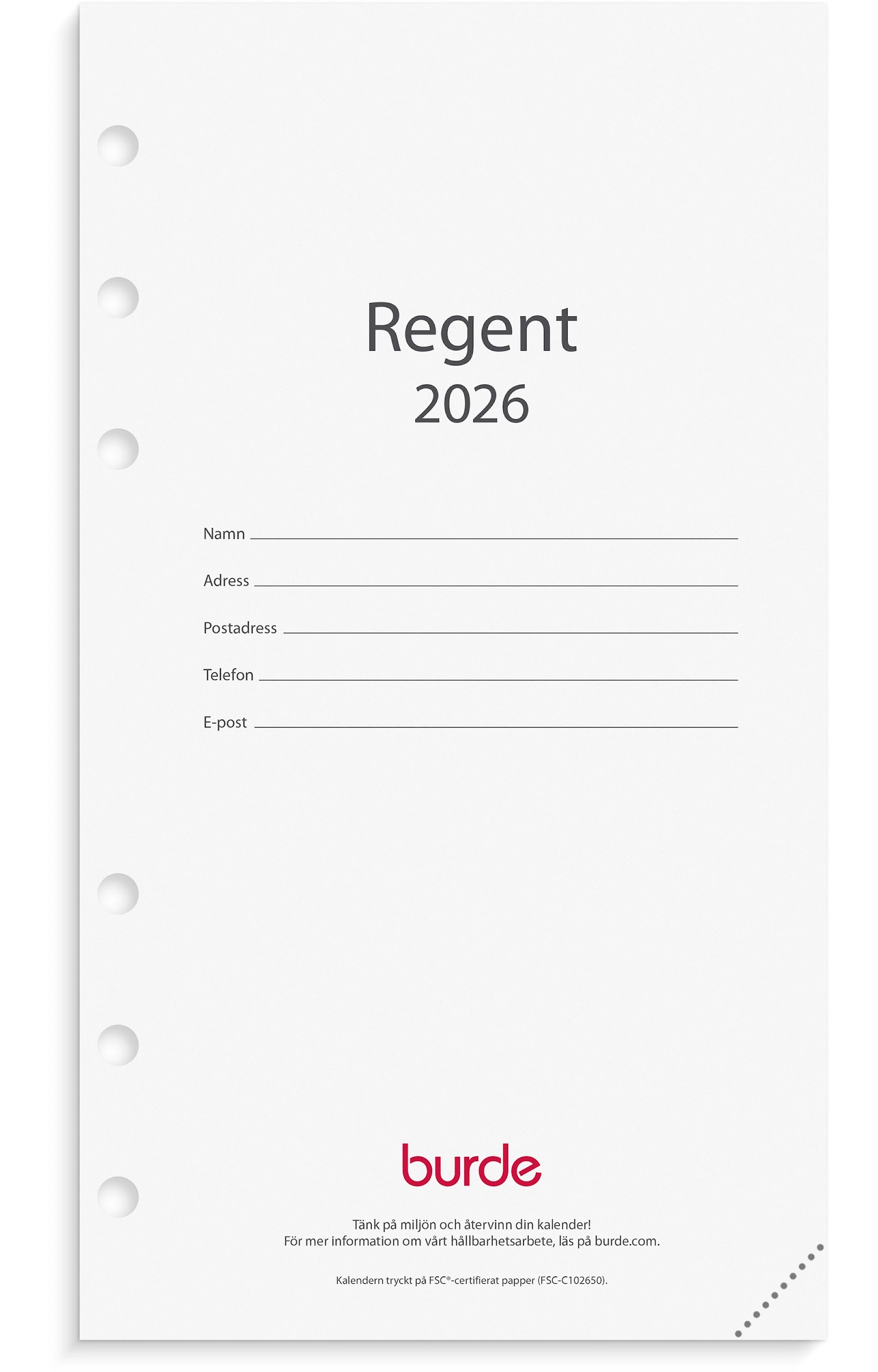 Tuotekuva ille Kalender 2026 Regent Kalendersats 95x170 mm Burde