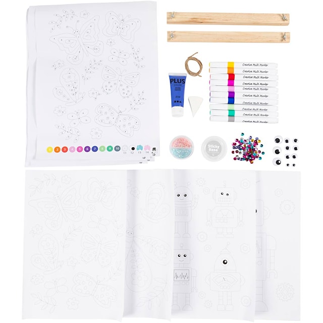 Produktbilde 4 for DIY Kit Fargelegging, Sommerfugl og robot, glade farger, 1 pk.