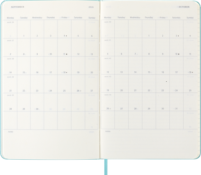 Produktbild 3 för Kalender 2026 Classic Hard 12M Week Note Large Aquamarine Moleskine