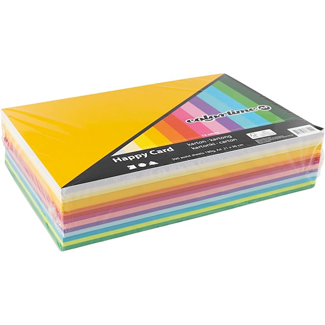 Tuotekuva 2 - Kevätmalliston Kartonki, A4, arkki 210x297 mm, 180 g, värilajitelma, 300 laj/ 1 pkt