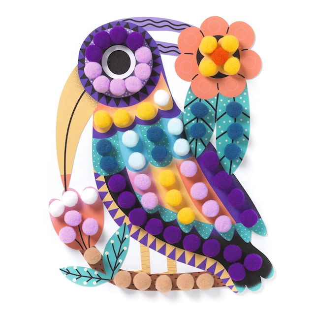 Produktbild 2 för Skapa Färgglada Fåglar med Garnbollar Djeco