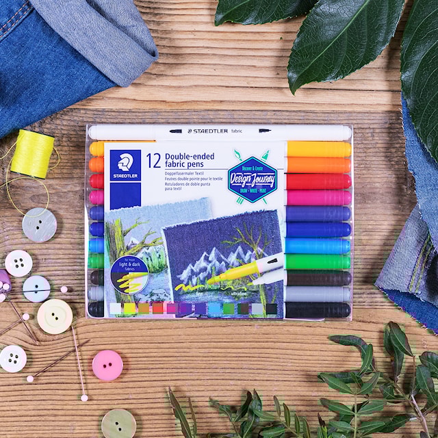 Produktbilde 2 for Tekstilpenn dobbeltspiss 12-p Design Journey Staedtler