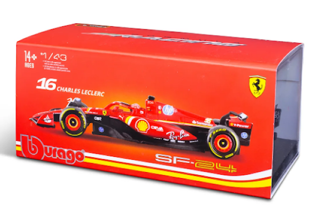 Tuotekuva 3 - BBurago 1:43 Ferrari SF-24 2024 kypärällä – Charles Leclerc