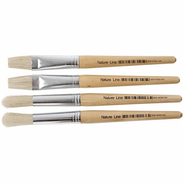 Produktbilde 1 for Barnepensler, nr. 15, L: 18,5+19,5 cm, B: 11+17 mm, flat,rund, 4 stk./ 1 pk.