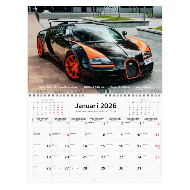 Produktbild 2 för Väggkalender Supercars 2026