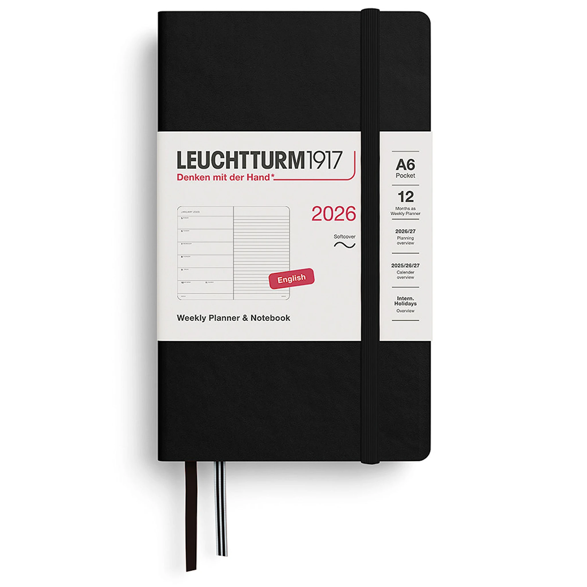 Produktbilde for Weekly Planner & Notebook 2026 A6 Soft Black Leuchtturm1917