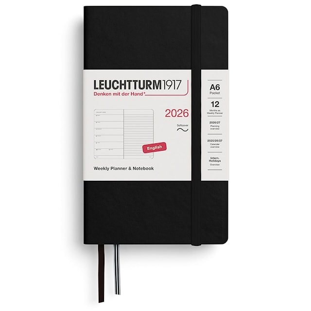 Weekly Planner & Notebook 2026 A6 Soft Black Leuchtturm1917