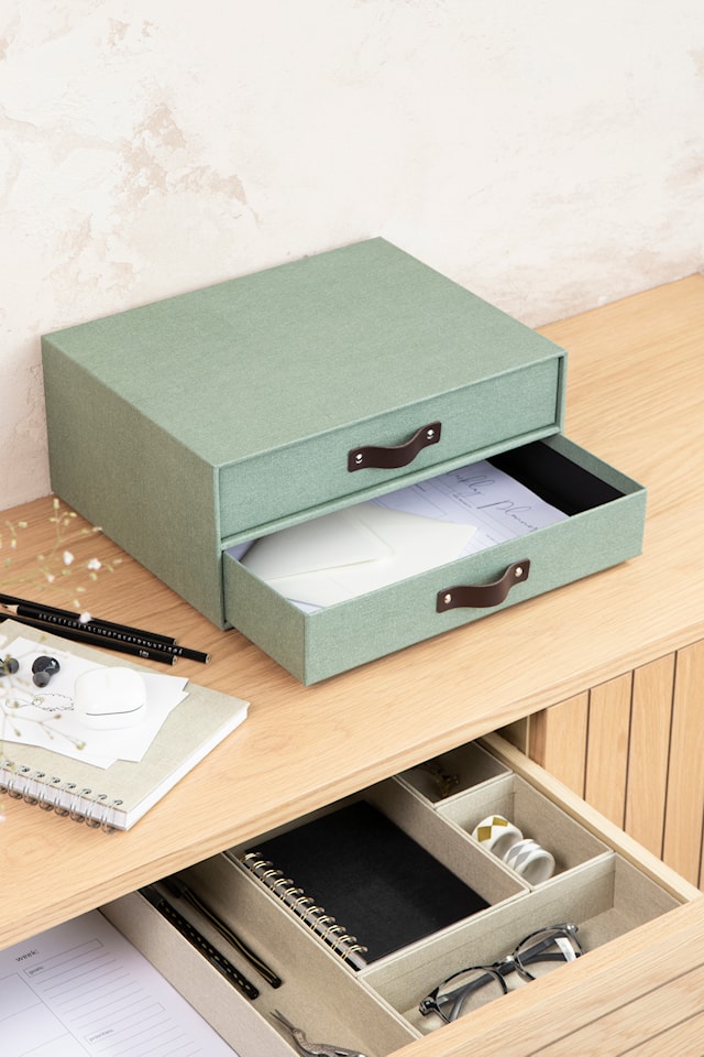 Produktbilde 6 for Skrivebordsskuff med 2 skuffer holder A4 Soft Teal Bigso Box of Sweden