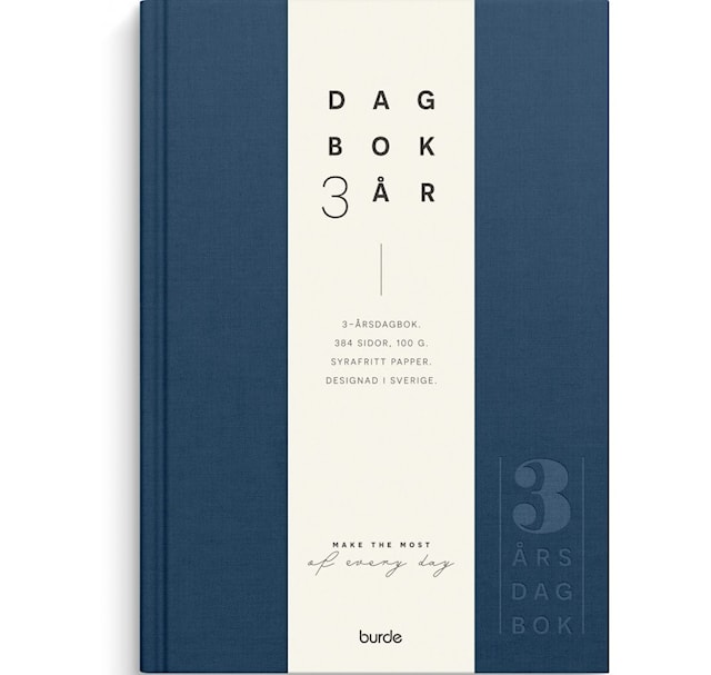 Produktbild 1 för 3-årsdagbok Linnetextil Mörkblå, Burde