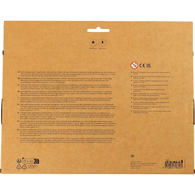 Produktbild 3 för Textiltuschpennor spets 2,3+3,6mm kompletterande färger 20 st/1 förp