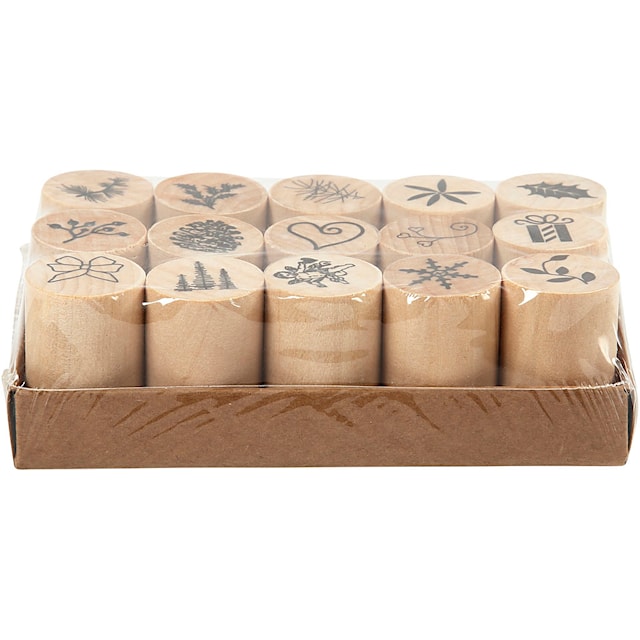 Tuotekuva 2 - Deco Art-leimasimet, joulu, Kork. 26 mm, halk. 20 mm, 15 kpl/ 1 pkt