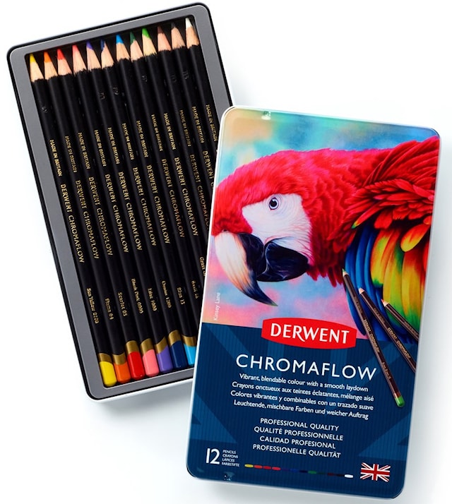 Färgpennor Mjuka Chromaflow i metalllåda 12-pack Derwent