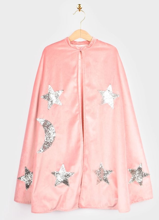 Produktbild 3 för Cape med Hatt Sammet Dusty Pink 104-128 cl Den God Fen