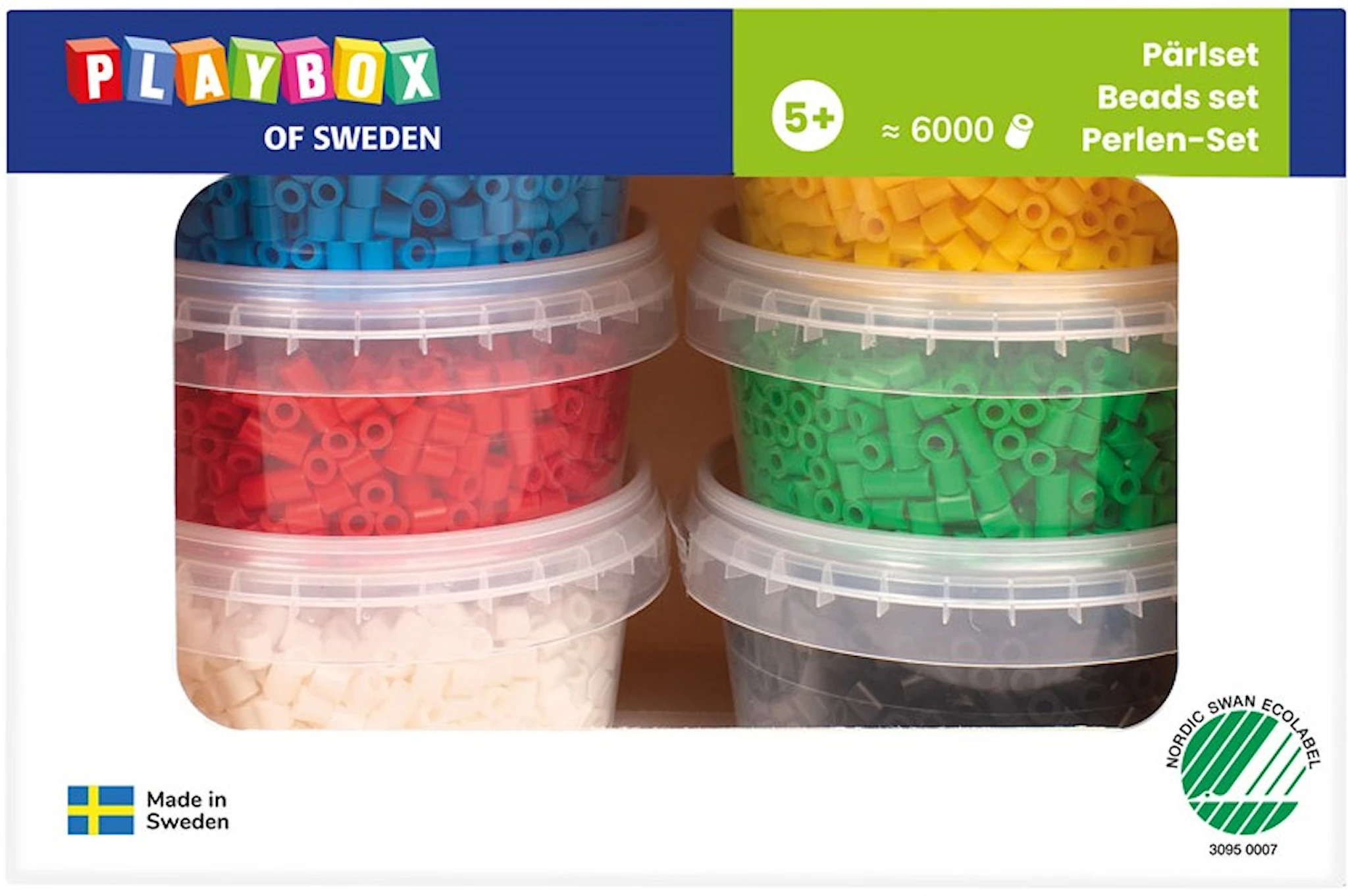 Produktbild för Strykpärlor Basfärger till pärlplattor 6000-pack Playbox