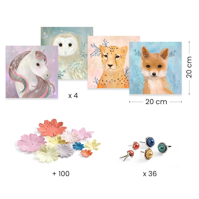 Produktbild 2 för DIY-Kit Bilder med Blomeffekter 4 Grundbilder 100 Pappersblomblad Djeco