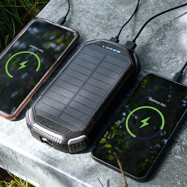 Produktbild 2 för QI Solar Powerbank 20.000 mAh, Mikamax