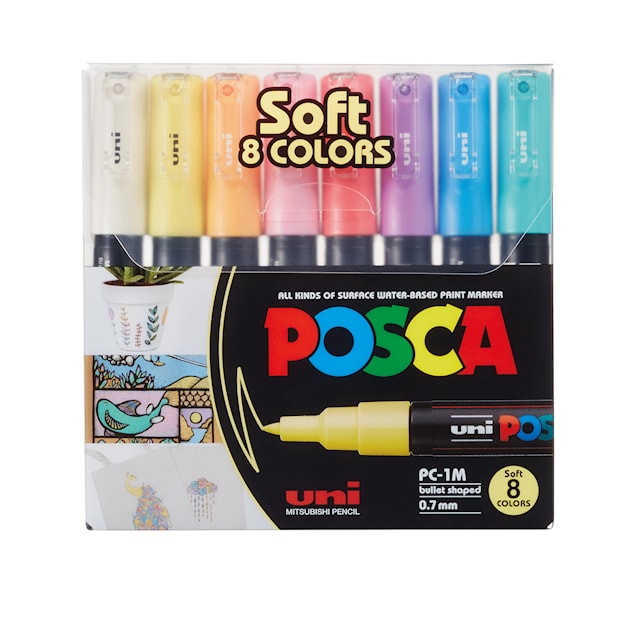 Posca Marker Set 8 kpl Soft Colors PC-1M Kärki 0,7-1,3 mm