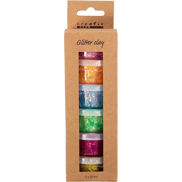 Produktbilde 3 for Glitter Clay, glade farger, 6x20 g/ 1 pk.