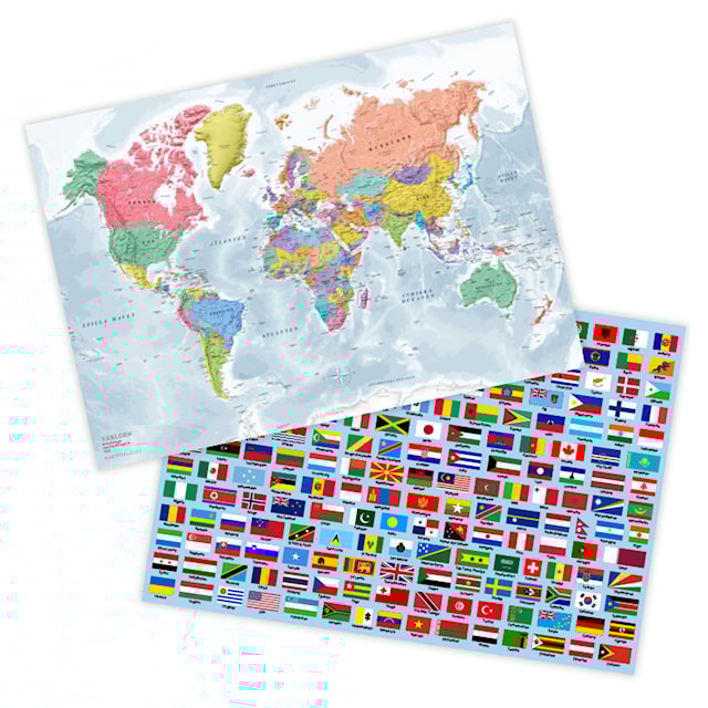 Produktbild 2 för Bordstablett Världen 2-sidig 42x30 cm Gullers