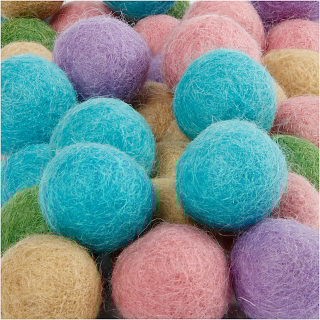 Produktbild 5 för Ullpärlor dia 20 mm Mix 64 st Pastell Harmoni