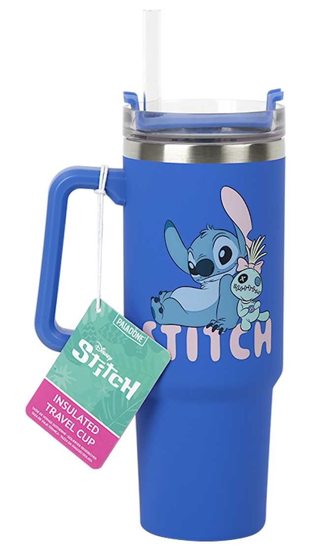Produktbild 1 för Stitch Blå 900 ml Isolerad Mugg med Sugrör Paladone