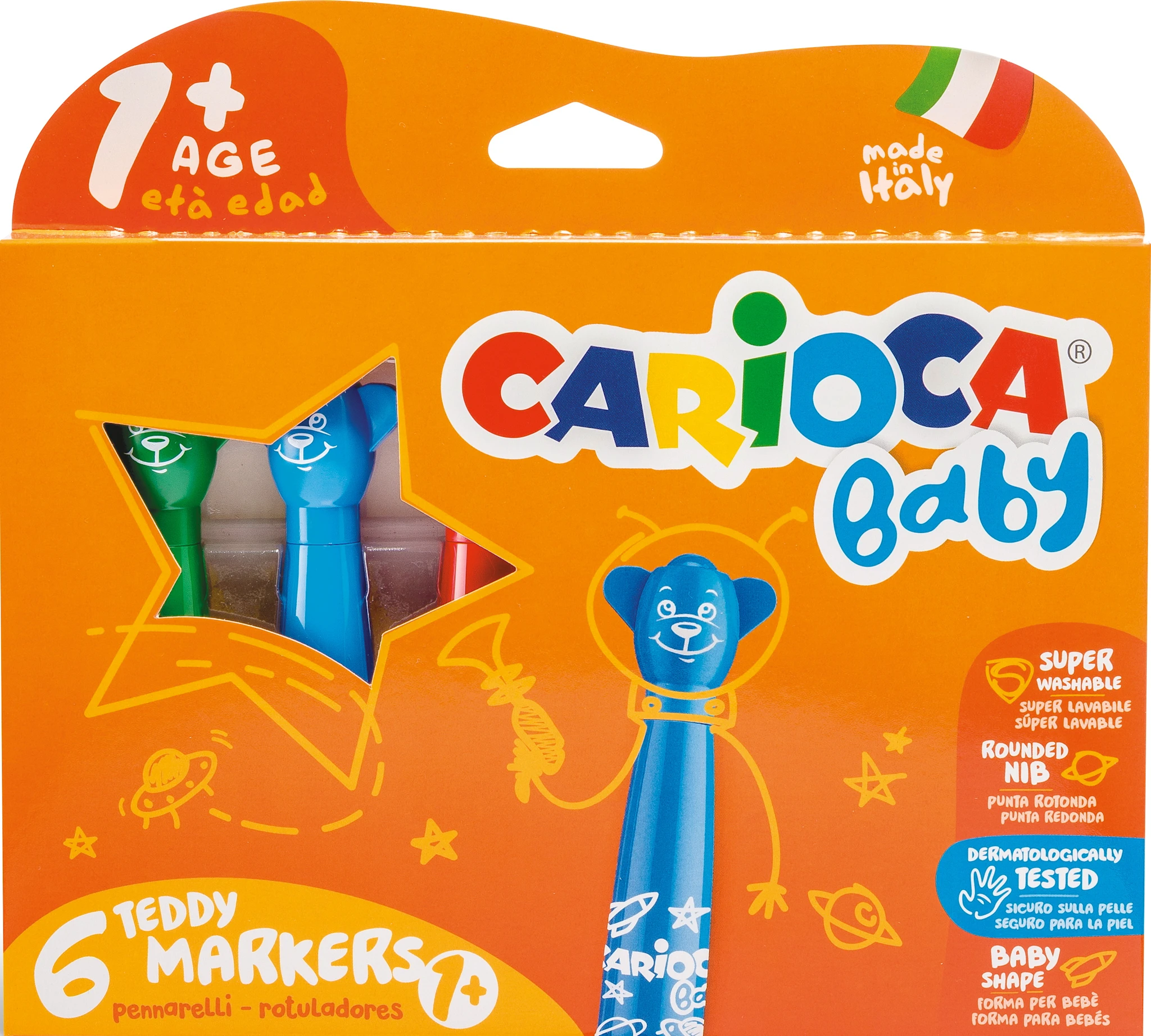 Produktbild för Nallepennor tusch 6-pack från 1 år 6-pack Kärnan