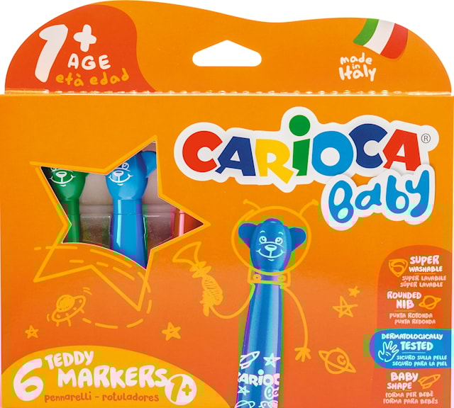 Produktbild 1 för Nallepennor tusch 6-pack från 1 år 6-pack Kärnan