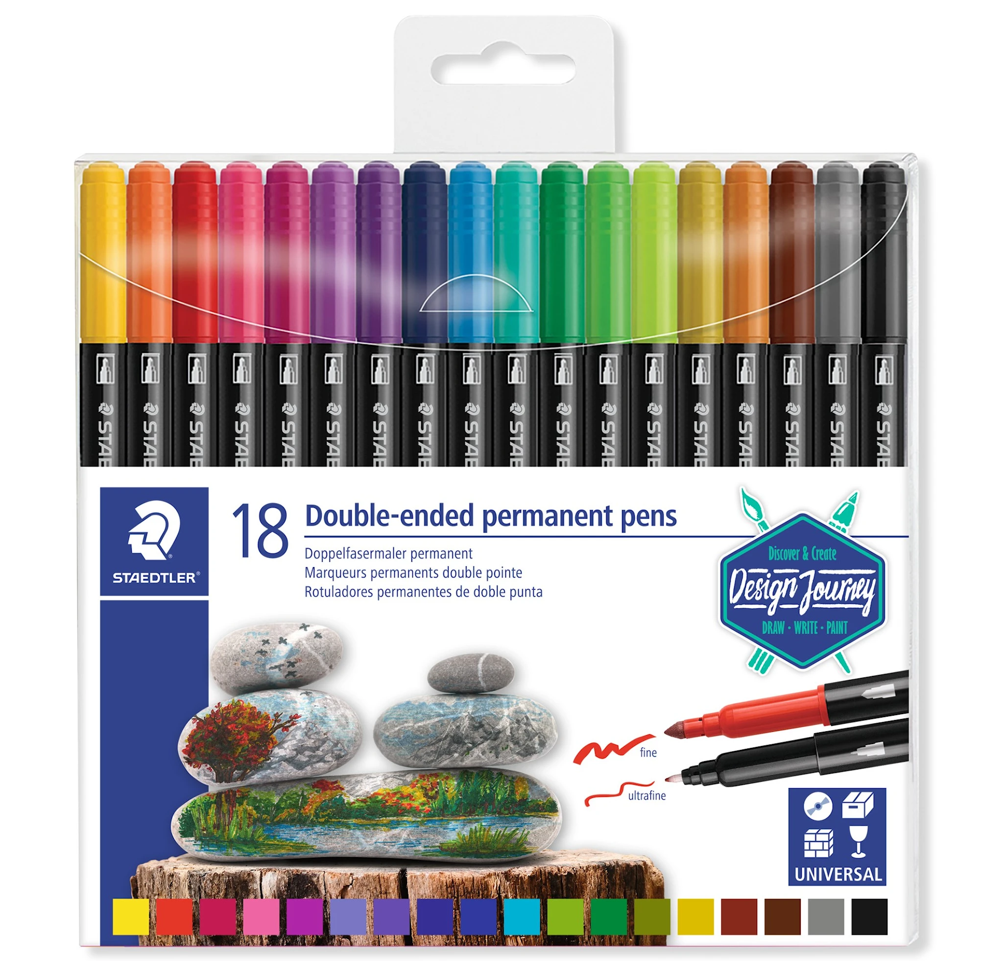 Tuotekuva ille Design Journey Kaksikärkinen permanenttikynä 18-pack Staedtler