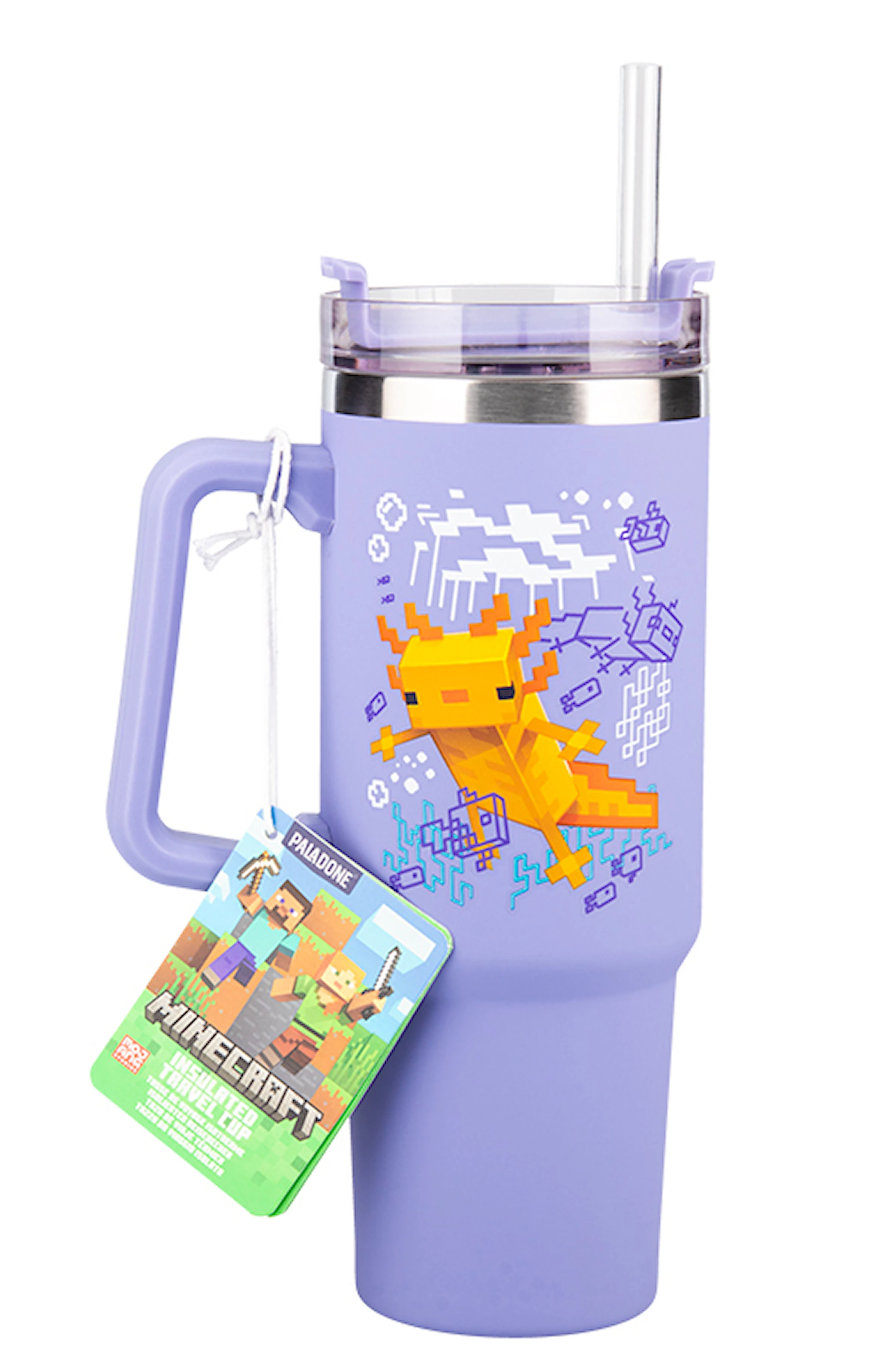 Produktbilde for Minecraft Lilla 900 ml Isolert Kopp med Sugerør, Paladone