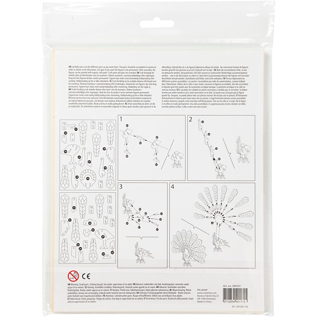 Produktbilde 4 for 3D konstruksjonsfigur, påfugl, str. 10x20,5x17,5 cm, 1 stk.