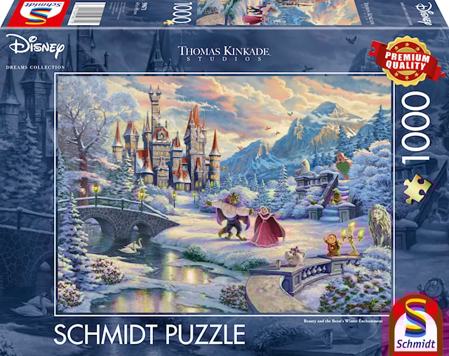 Produktbild 1 för Disney Beauty and the Beast Winter Thomas Kinkade Pussel 1000 bitar Schmidt