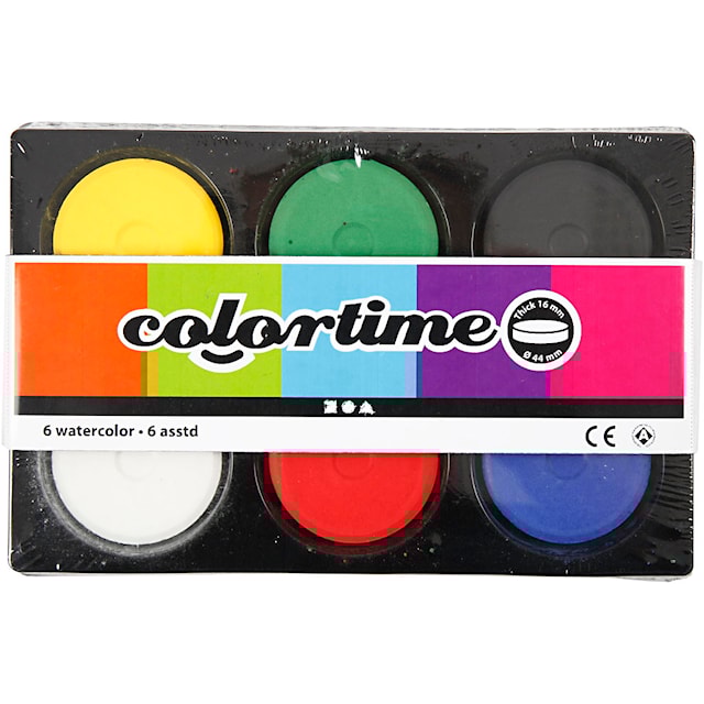 Produktbilde 4 for Vannfarger, H: 19 mm, dia. 57 mm, primær farger, 1 pk.